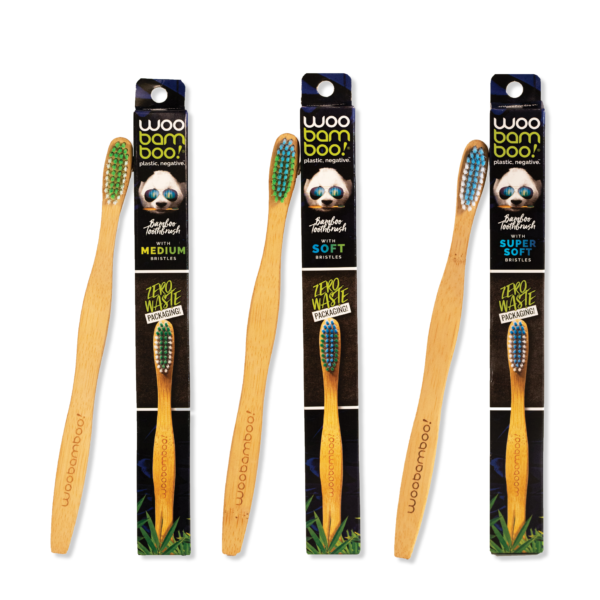 Eco-friendly bamboo toothbrush in zero waste packaging | WooBamboo biodegradable toothbrush